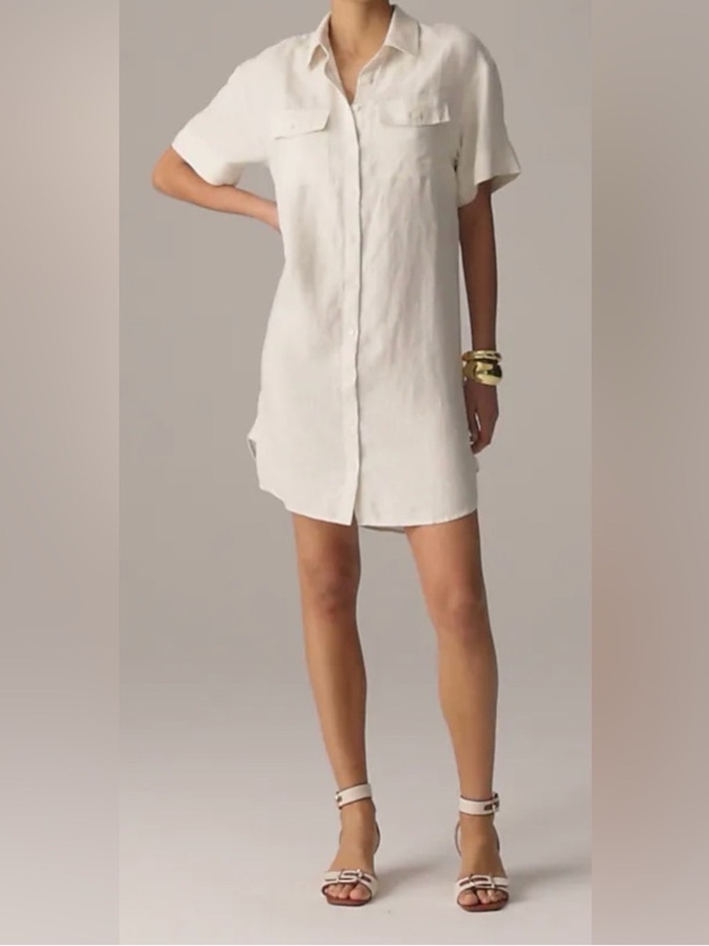 J. Crew Utility shirt-dress Linen Button-Down Shirt Dress Neutral Minimal